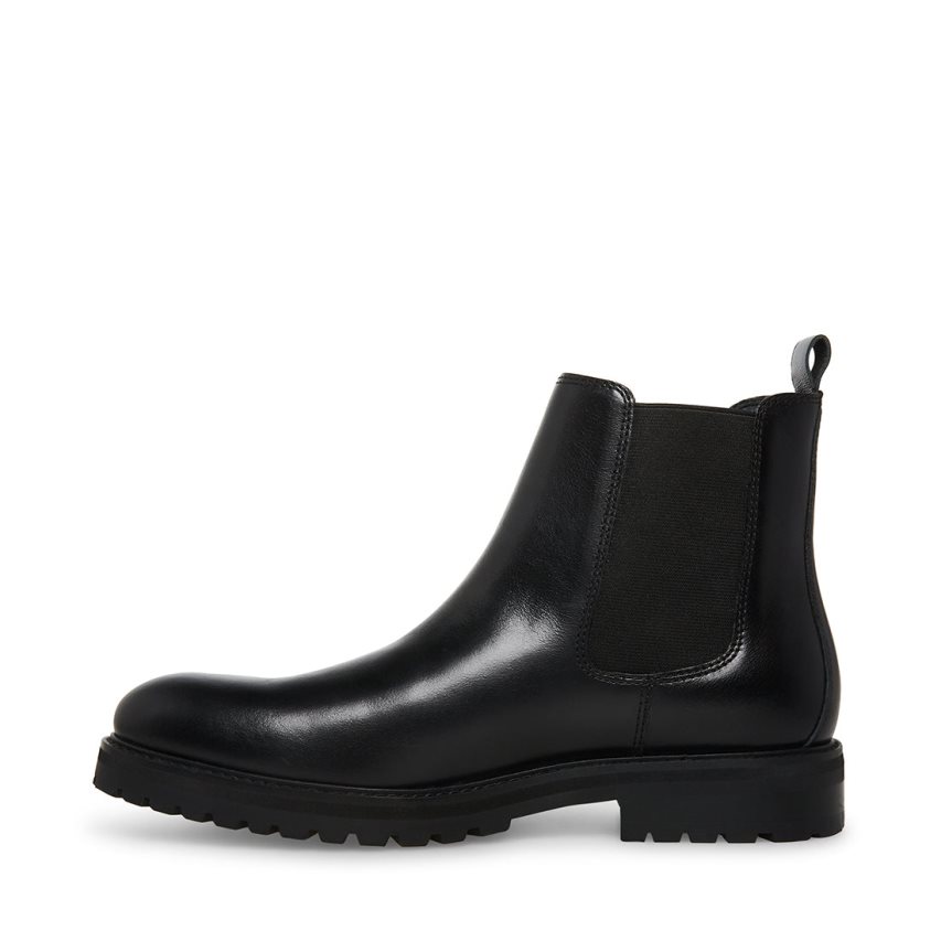 Black Steve Madden Duren Leather Men's Chelsea Boots | PH 0594JQA